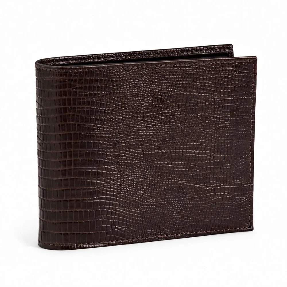 Prince Gardner Brown Embossed Leather Bi-Fold Wallet | ID Window | Vintage‎